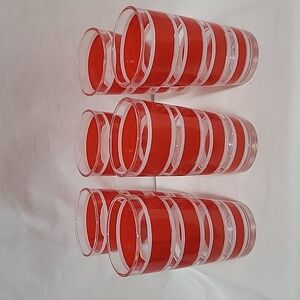 Vintage Hazel Atlas Red/white stripes drinking glasses, set of 6